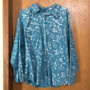 Blue with Silver over lay western button down